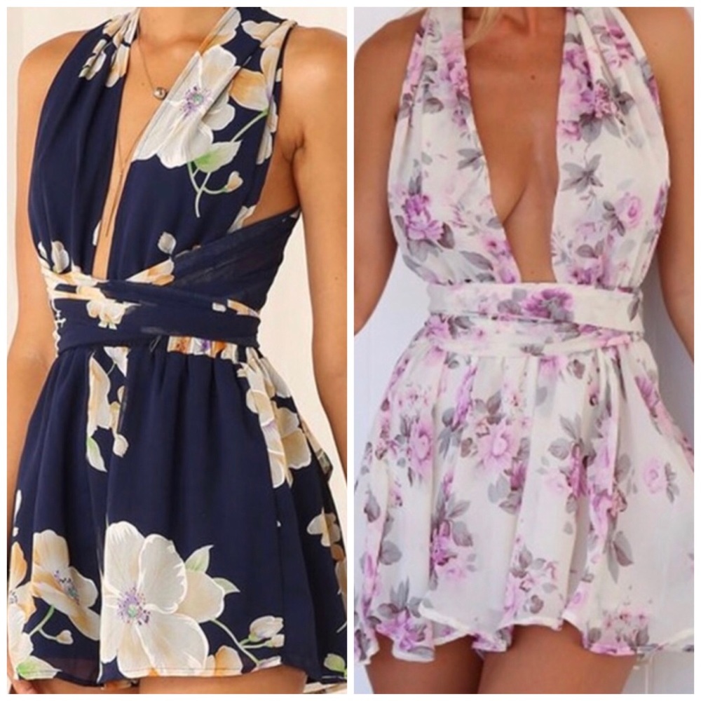 Floral Bandage Wrap Romper - Picture 4 of 9